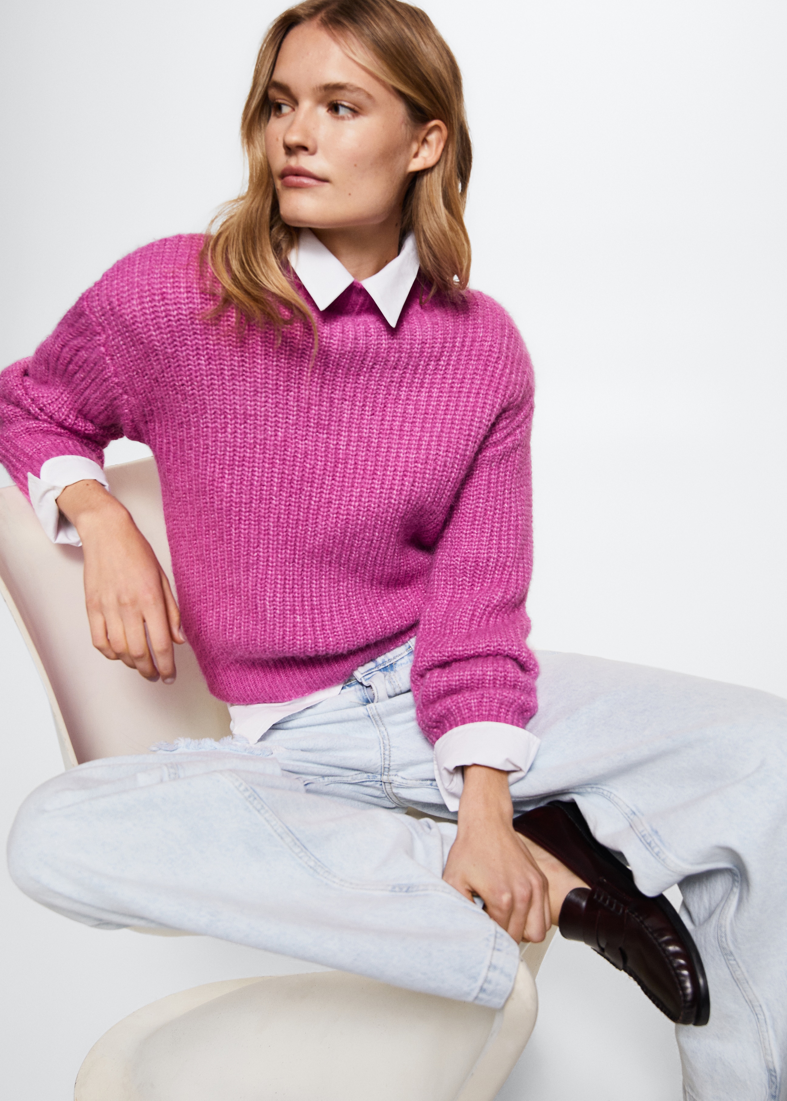 High collar ribbed knit  sweater - Details of the article 2