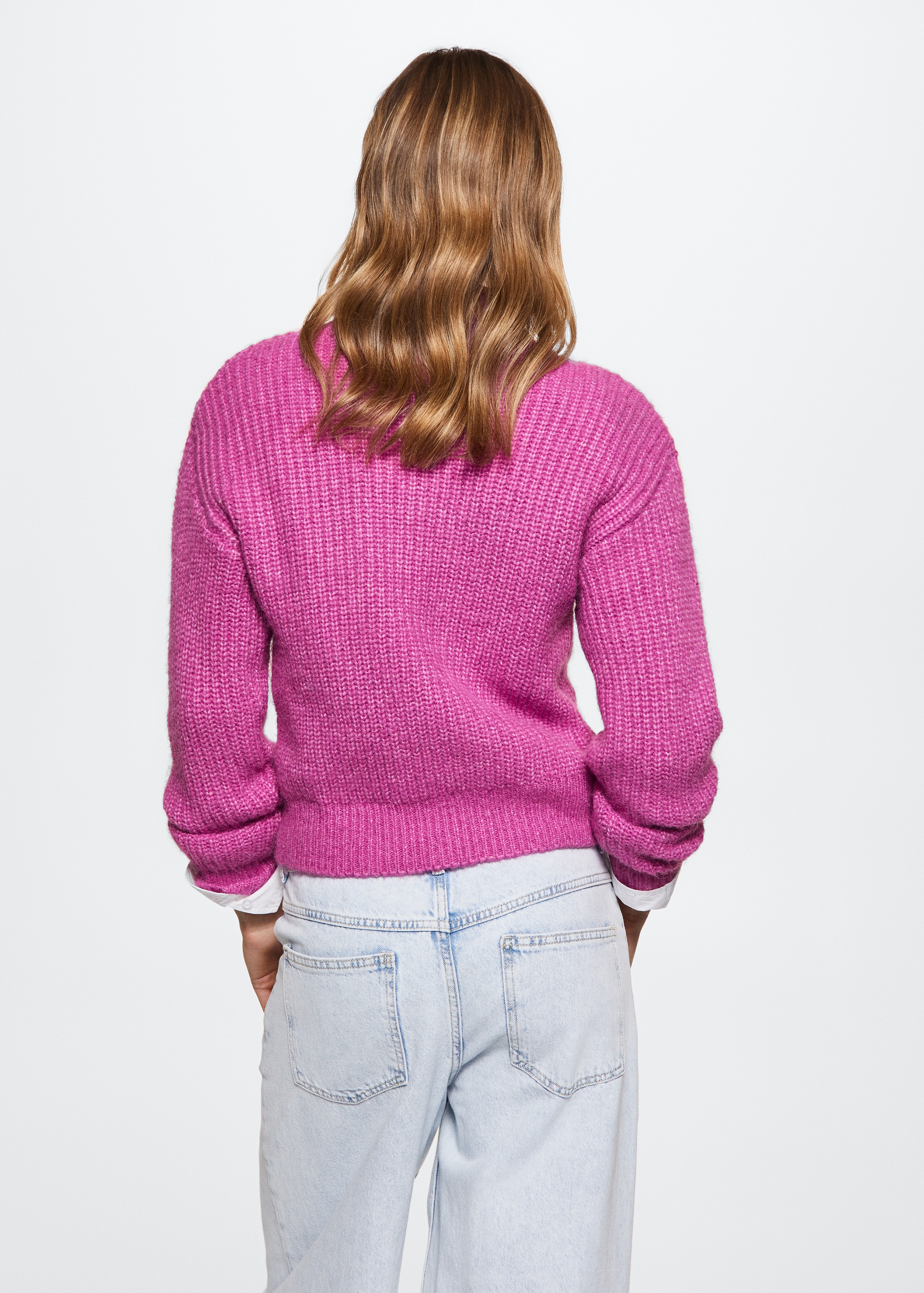 High collar ribbed knit  sweater - Reverse of the article