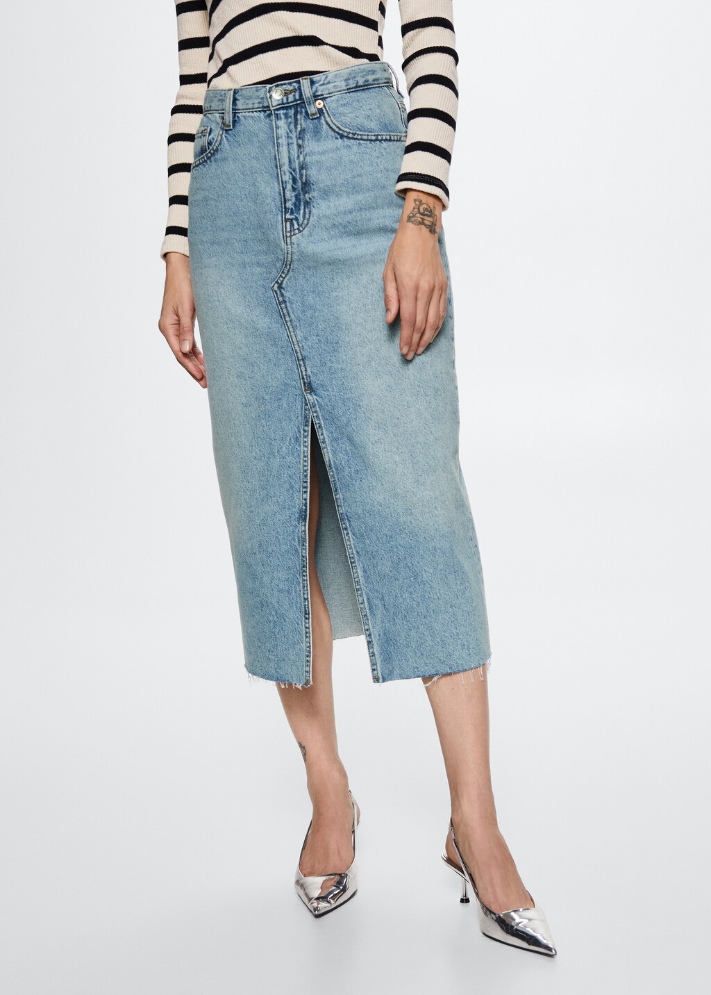 Slit denim skirt - Medium plane