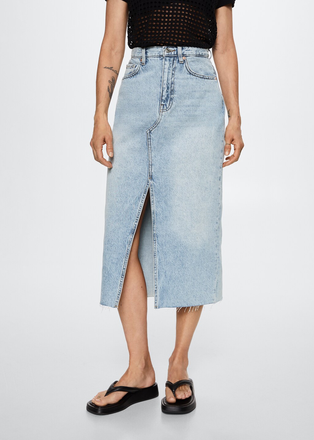 Slit denim skirt - Details of the article 1