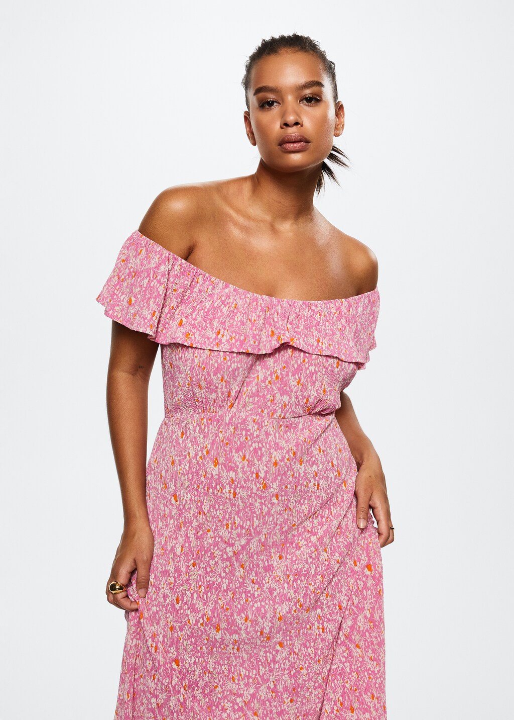 Mango pink floral dress hotsell