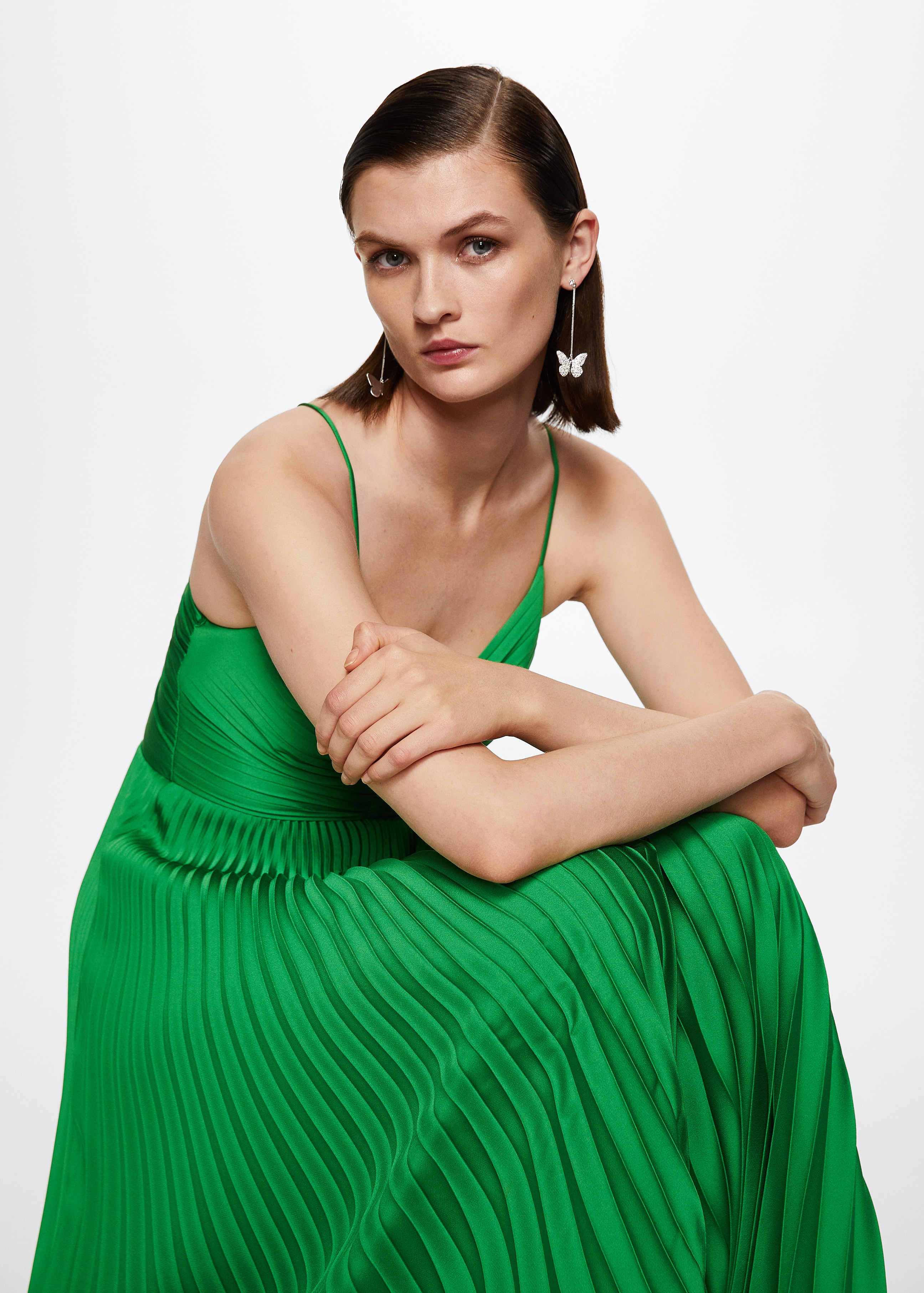 Pleated satin dress - Details of the article 1
