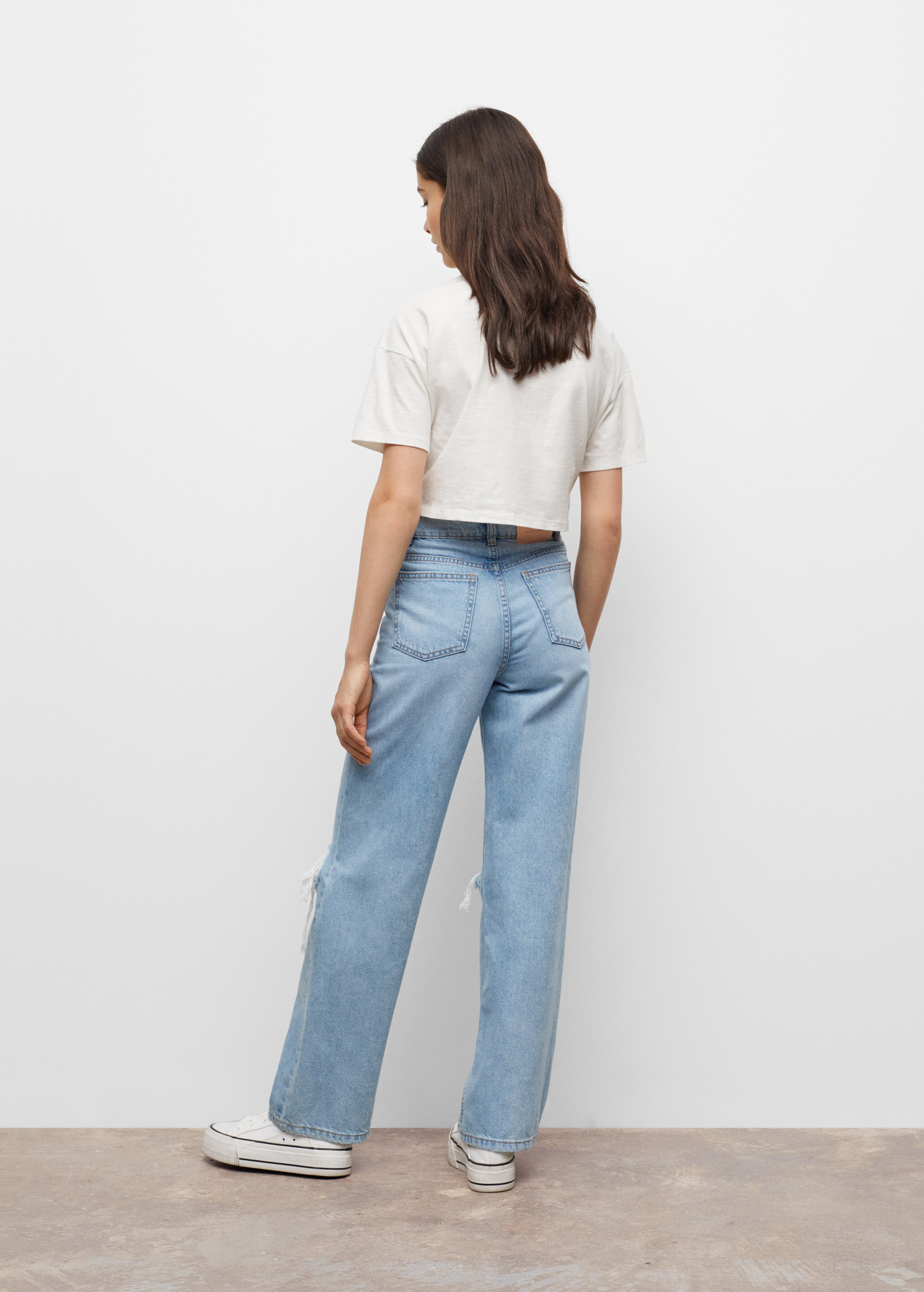 Decorative ripped wideleg jeans - Reverse of the article