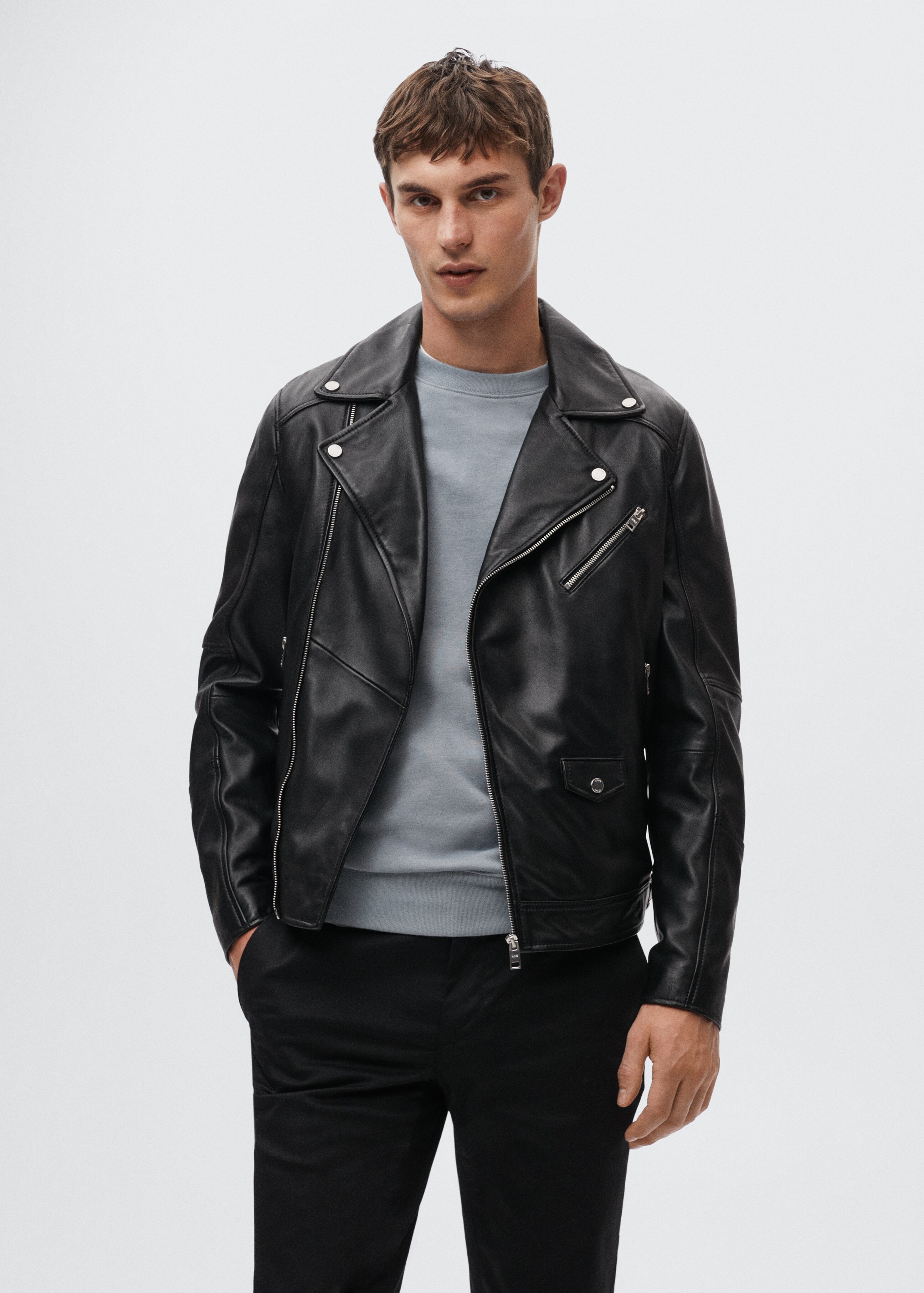 Leather biker jacket - Medium plane