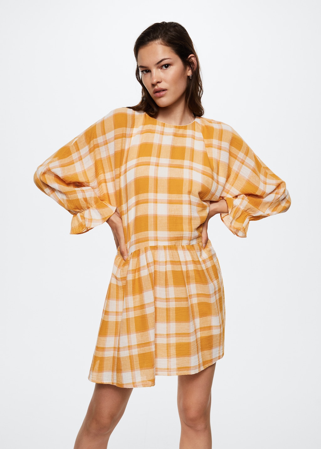 Checked cotton dress - Medium plane