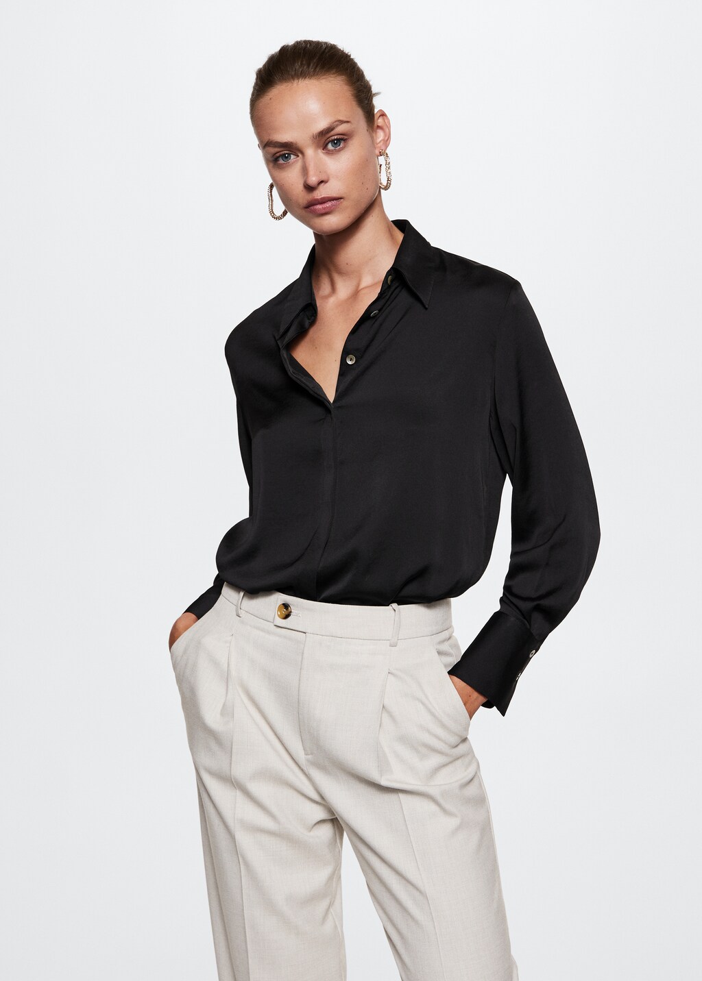 Satin finish flowy shirt - Medium plane