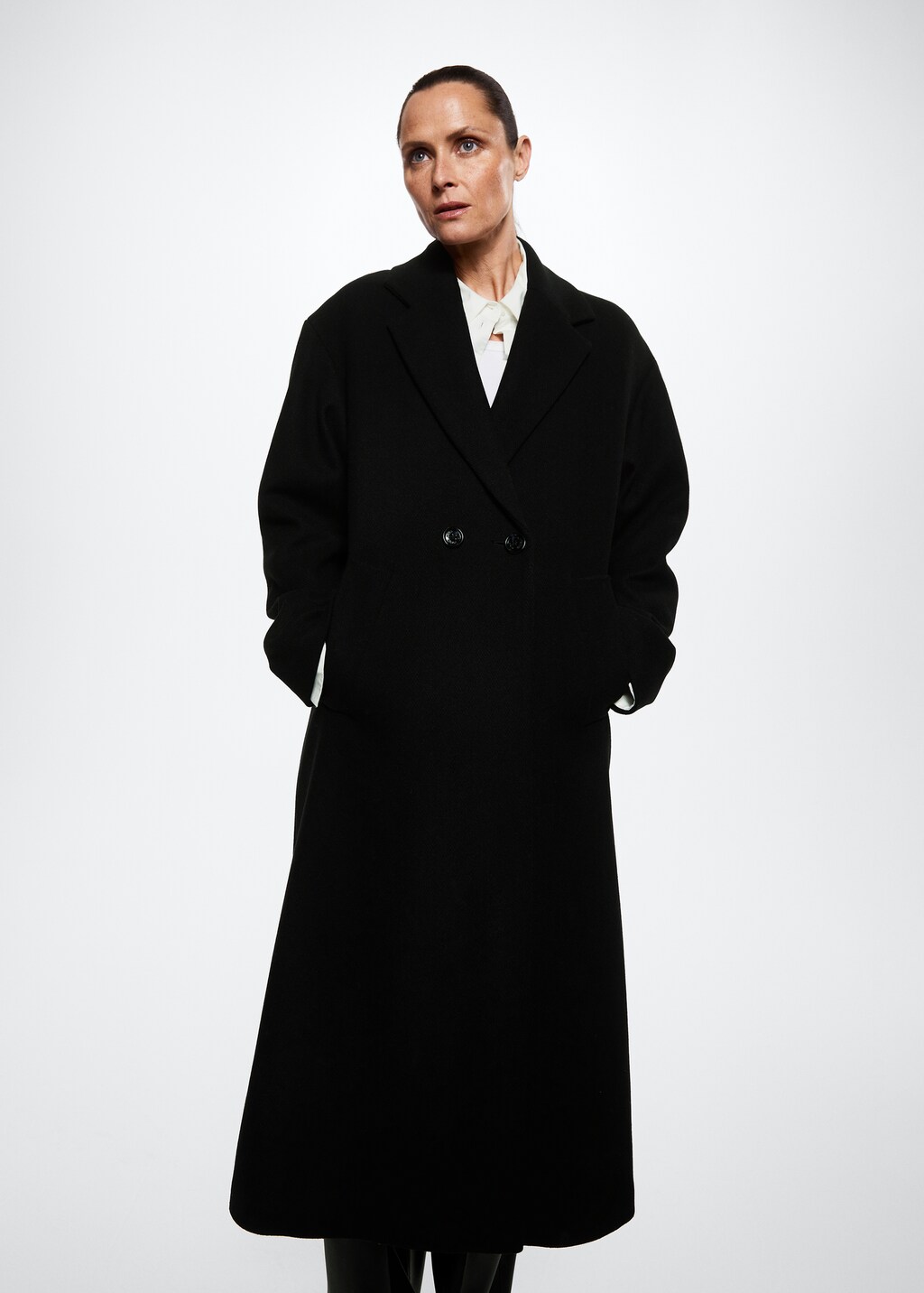 Black wool oversized coat hotsell