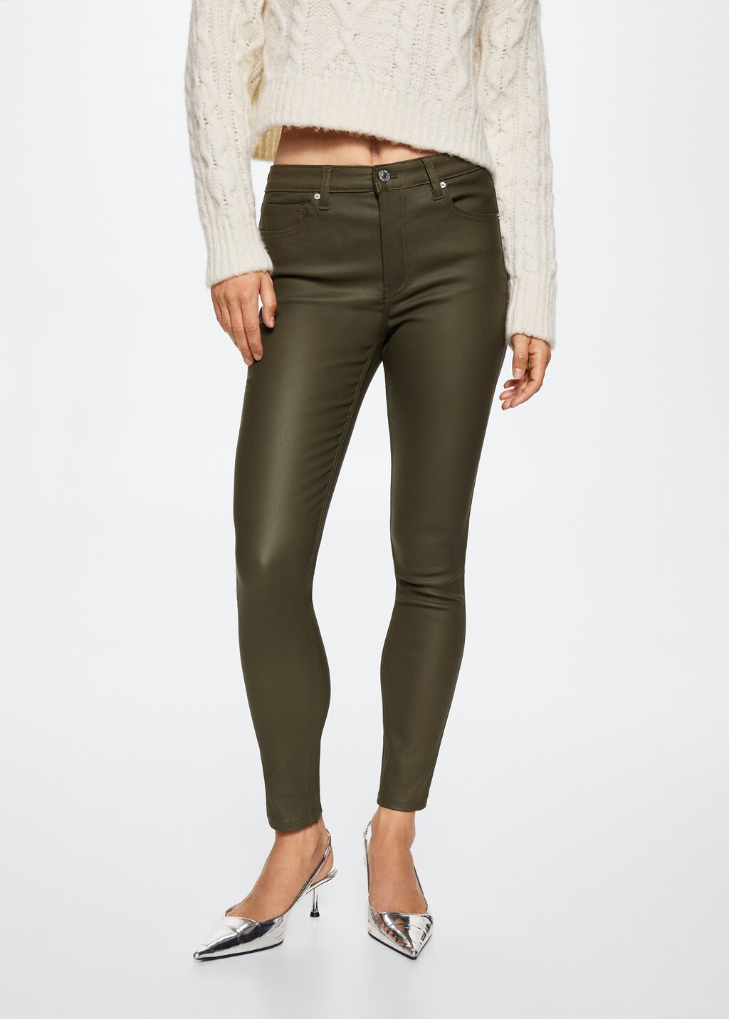 Coated Isa crop skinny jeans - Medium plane