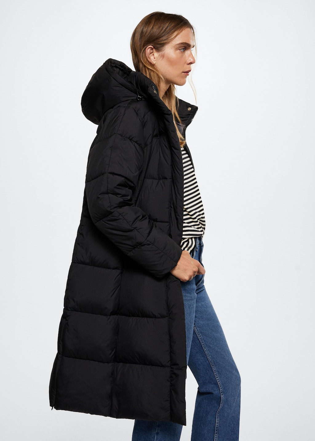 Detachable hood quilted coat - Details of the article 2