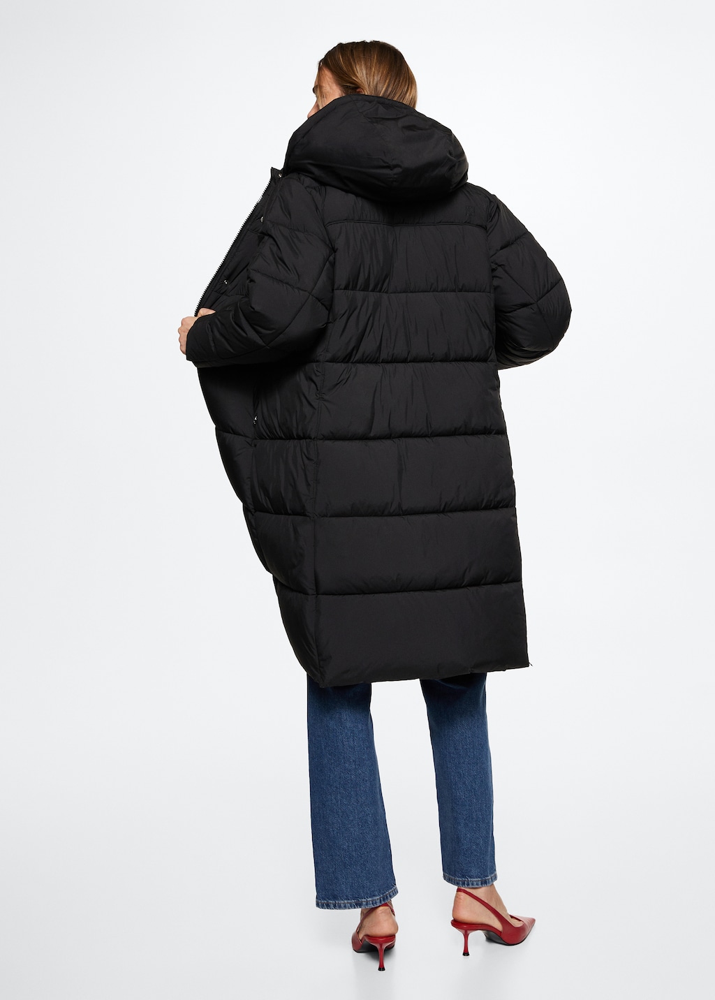 Detachable hood quilted coat - Reverse of the article