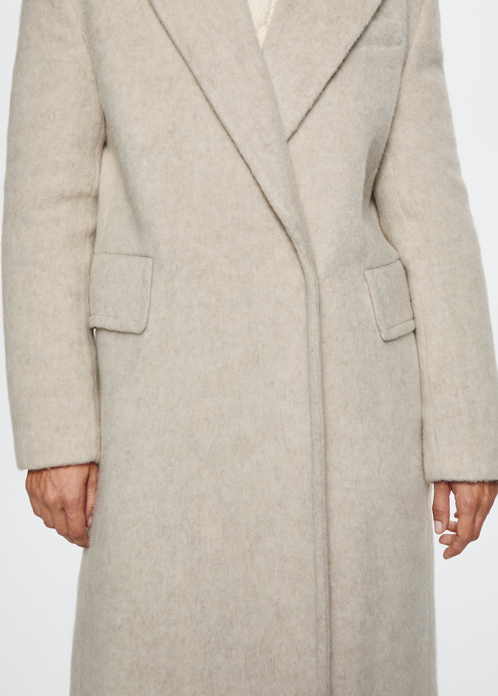 Fur-effect wool coat