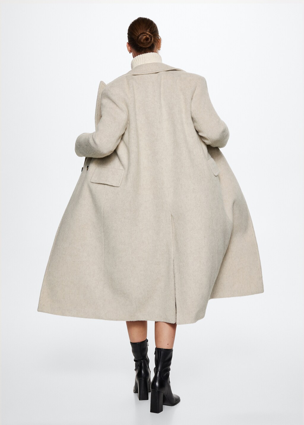 Fur-effect wool coat