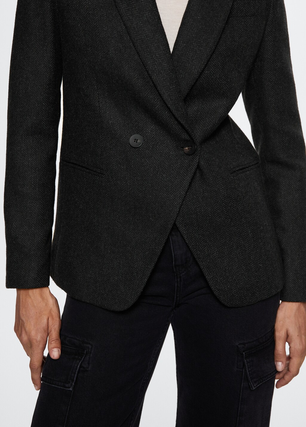 Herringbone-pattern suit blazer - Details of the article 6