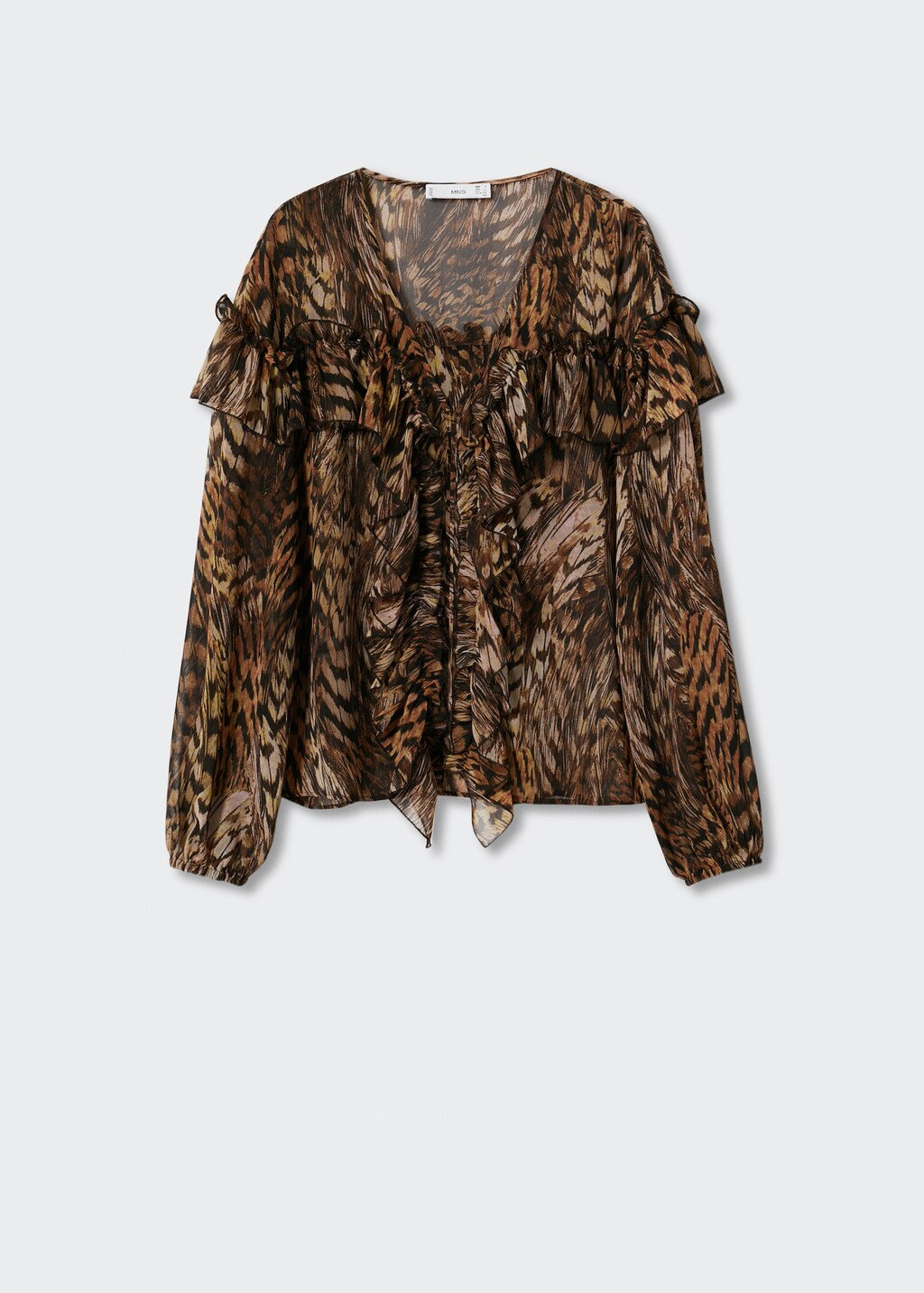 Animal print ruffle blouse on sale