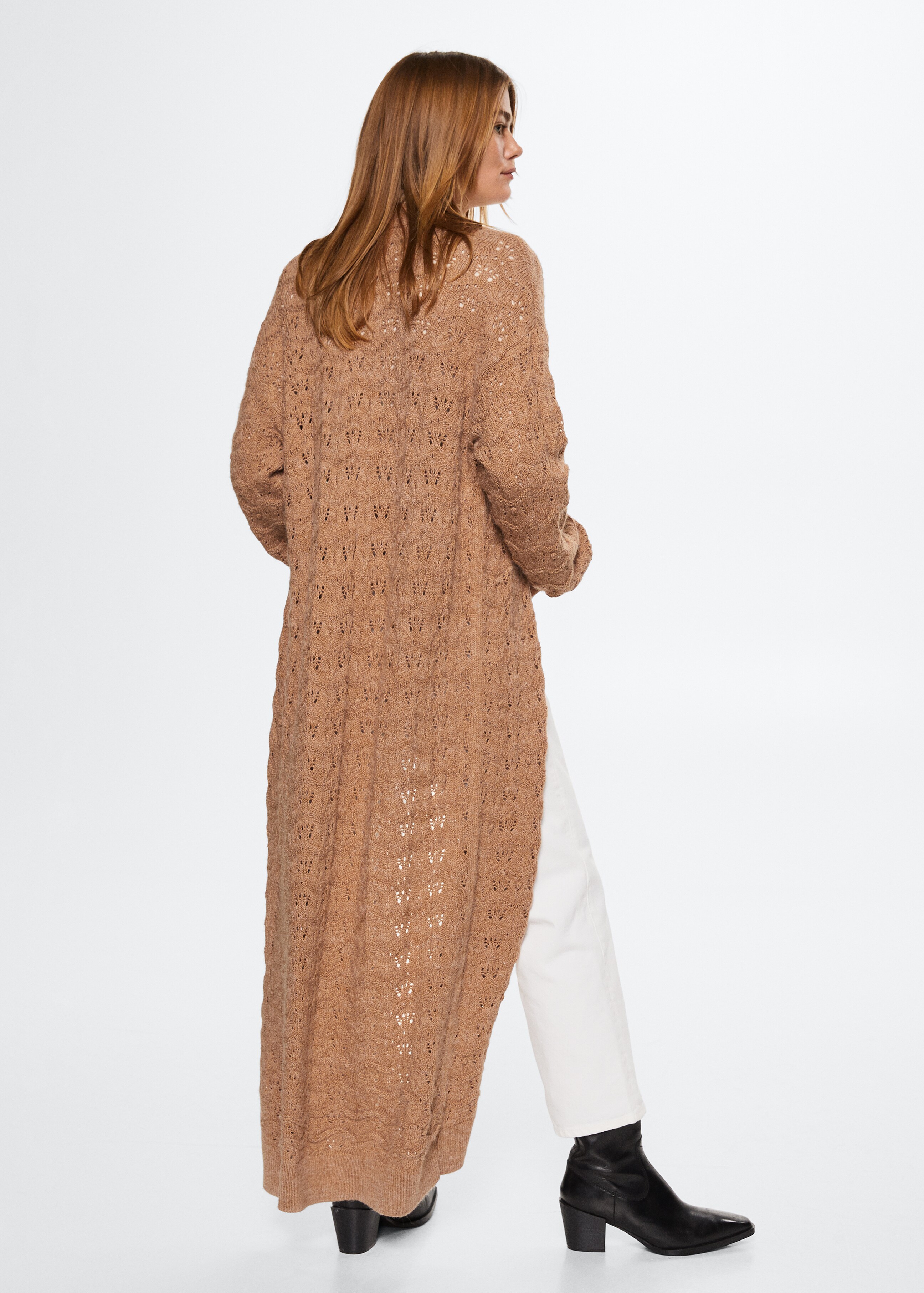 Openwork long cardigan - Reverse of the article
