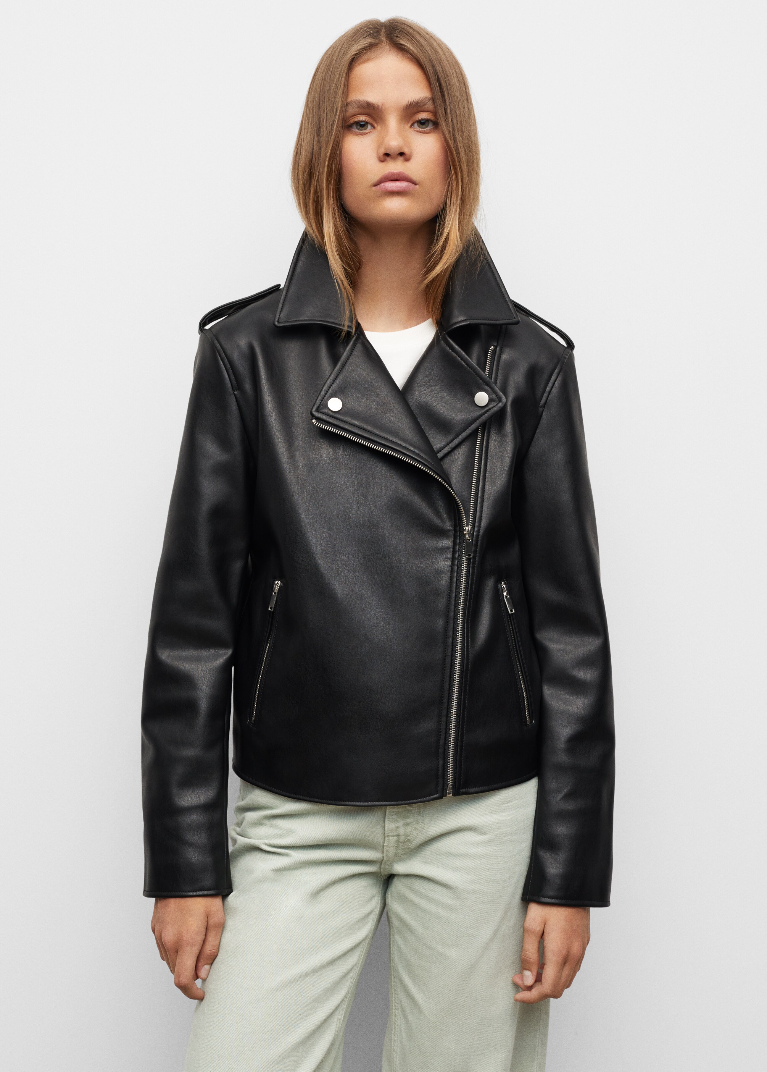 Faux-leather biker jacket - Details of the article 2