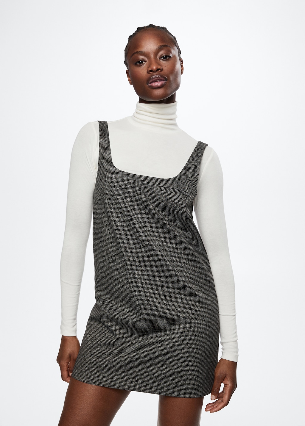 Grey checkered pinafore best sale