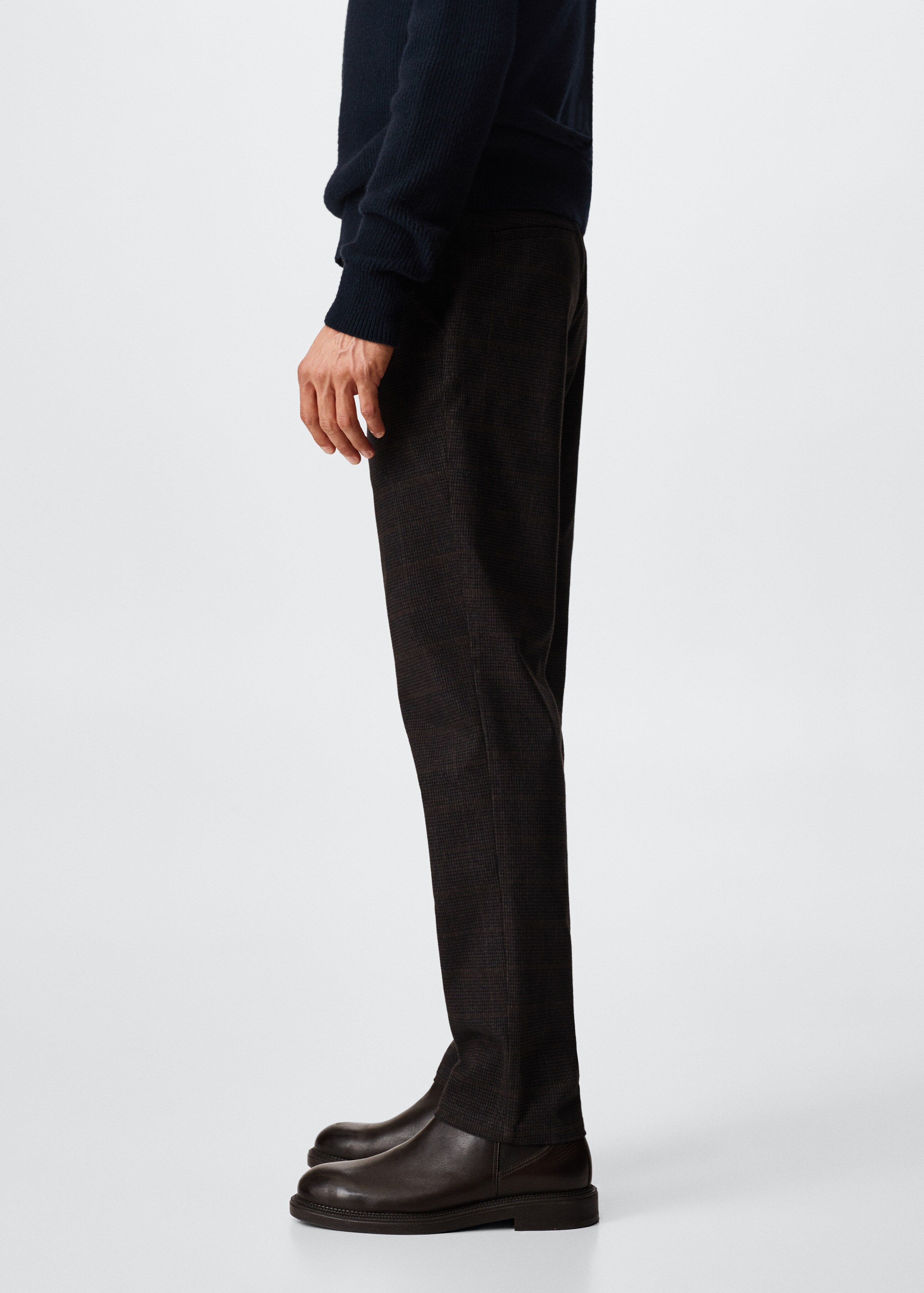 Slim fit checked cotton trousers - Details of the article 4