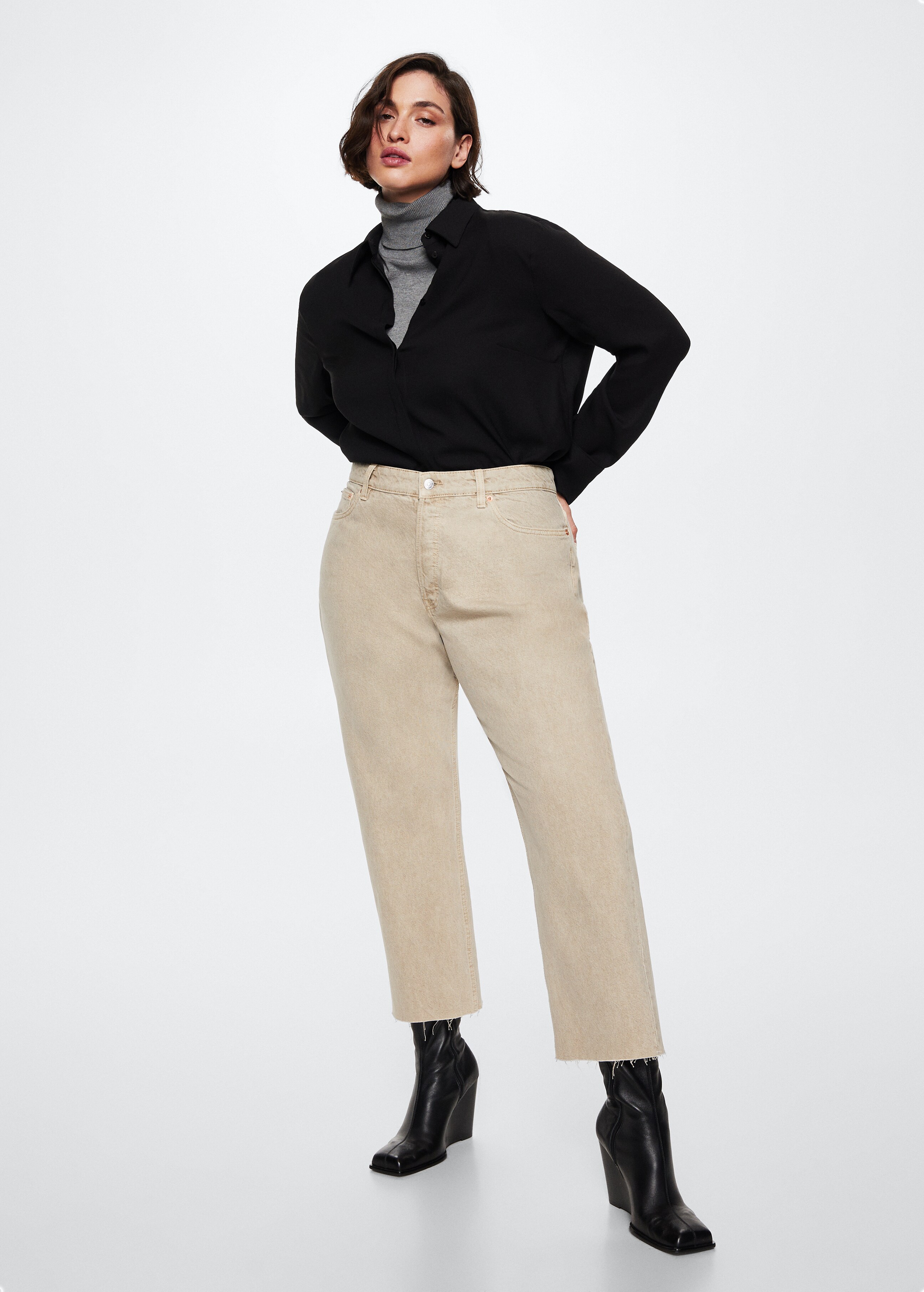 High-waist cropped straight jeans - Details of the article 3