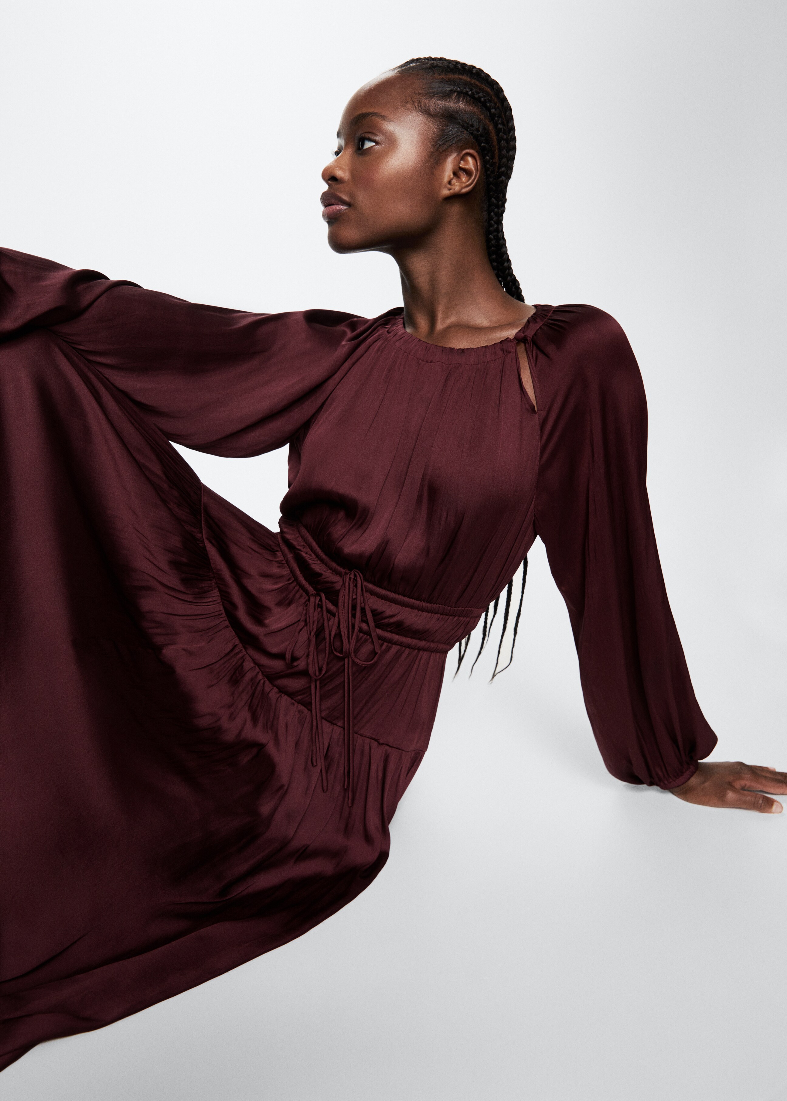 Pleated satin dress - Details of the article 2