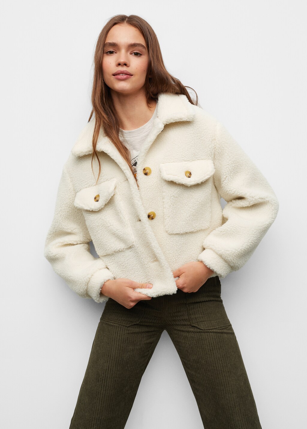 Shearling-effect coat - Medium plane