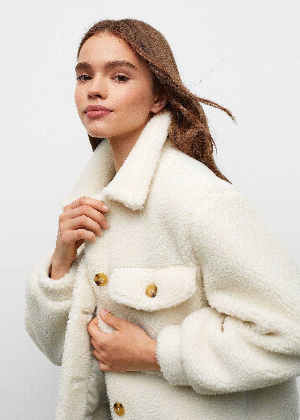 Shearling-effect coat - Details of the article 1