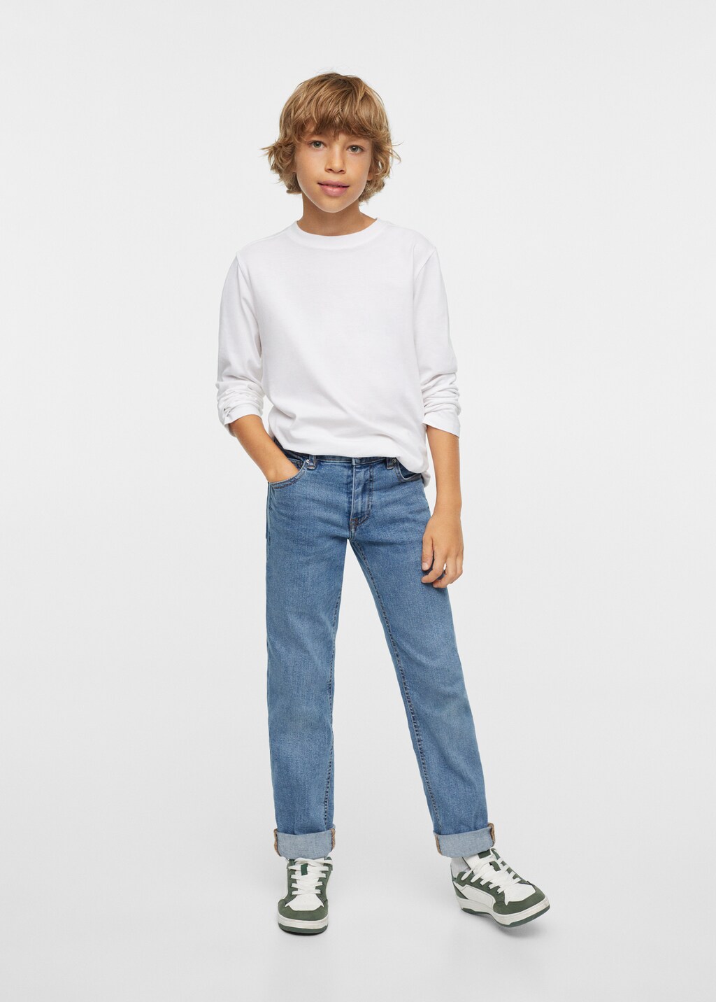 Regular jeans with turn-up hem  - Medium plane