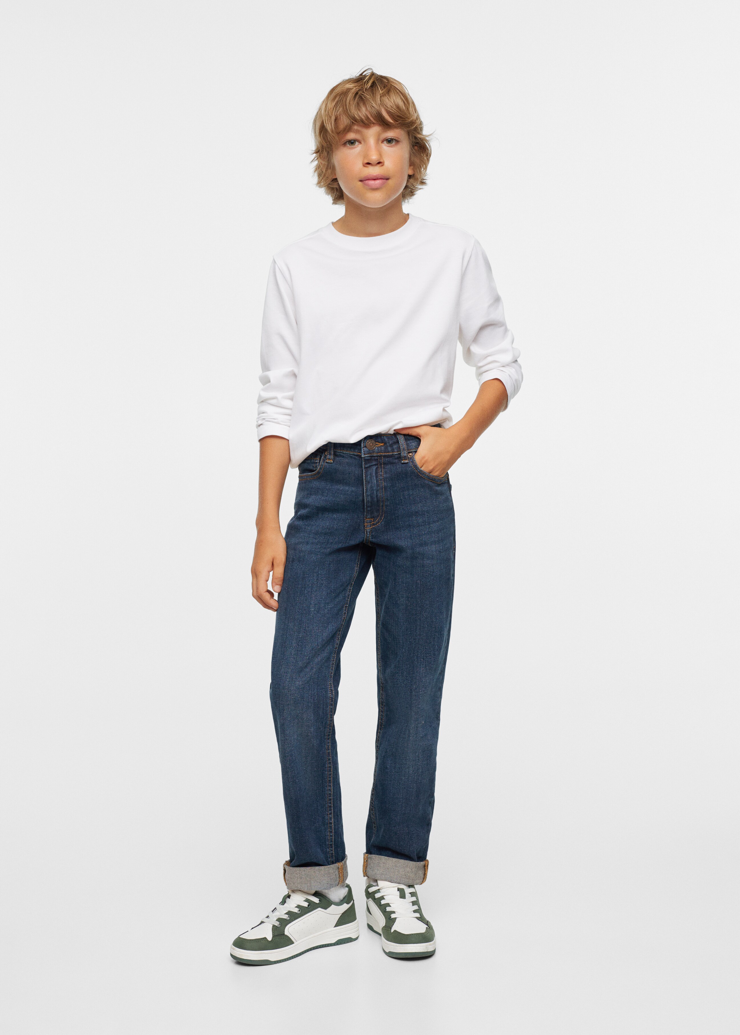 Regular jeans with turn-up hem  - Medium plane