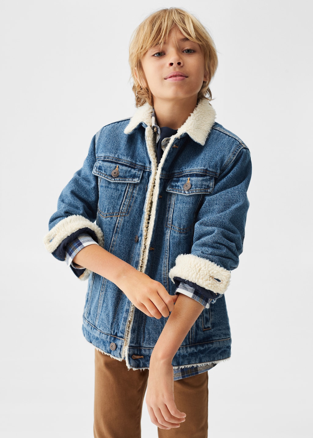 Faux shearling-lined denim jacket - Medium plane