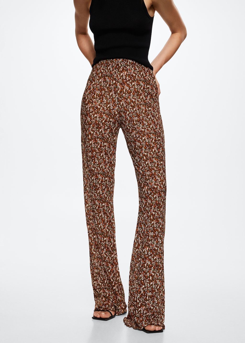 Flared floral-print trousers - Medium plane