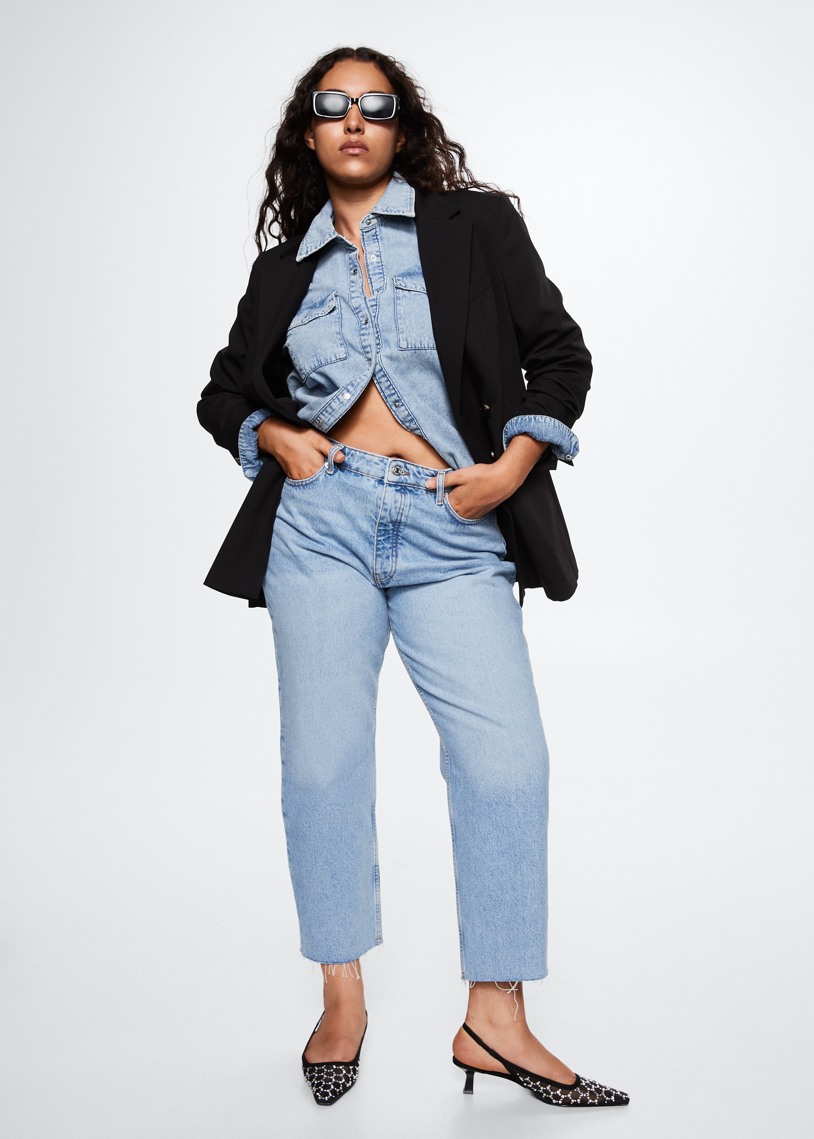 High-waist cropped straight jeans - Details of the article 3