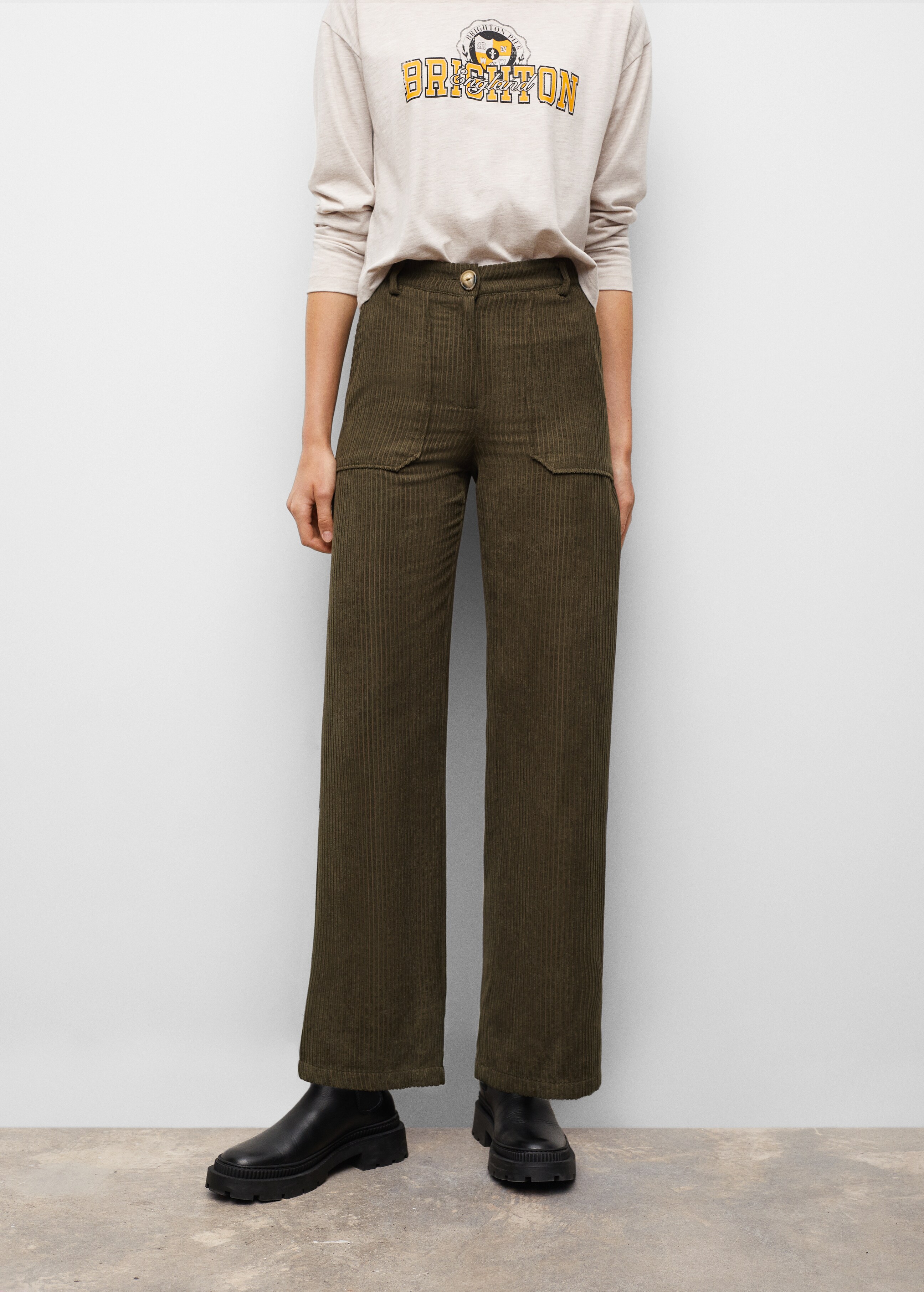 Corduroy straight trousers - Details of the article 1