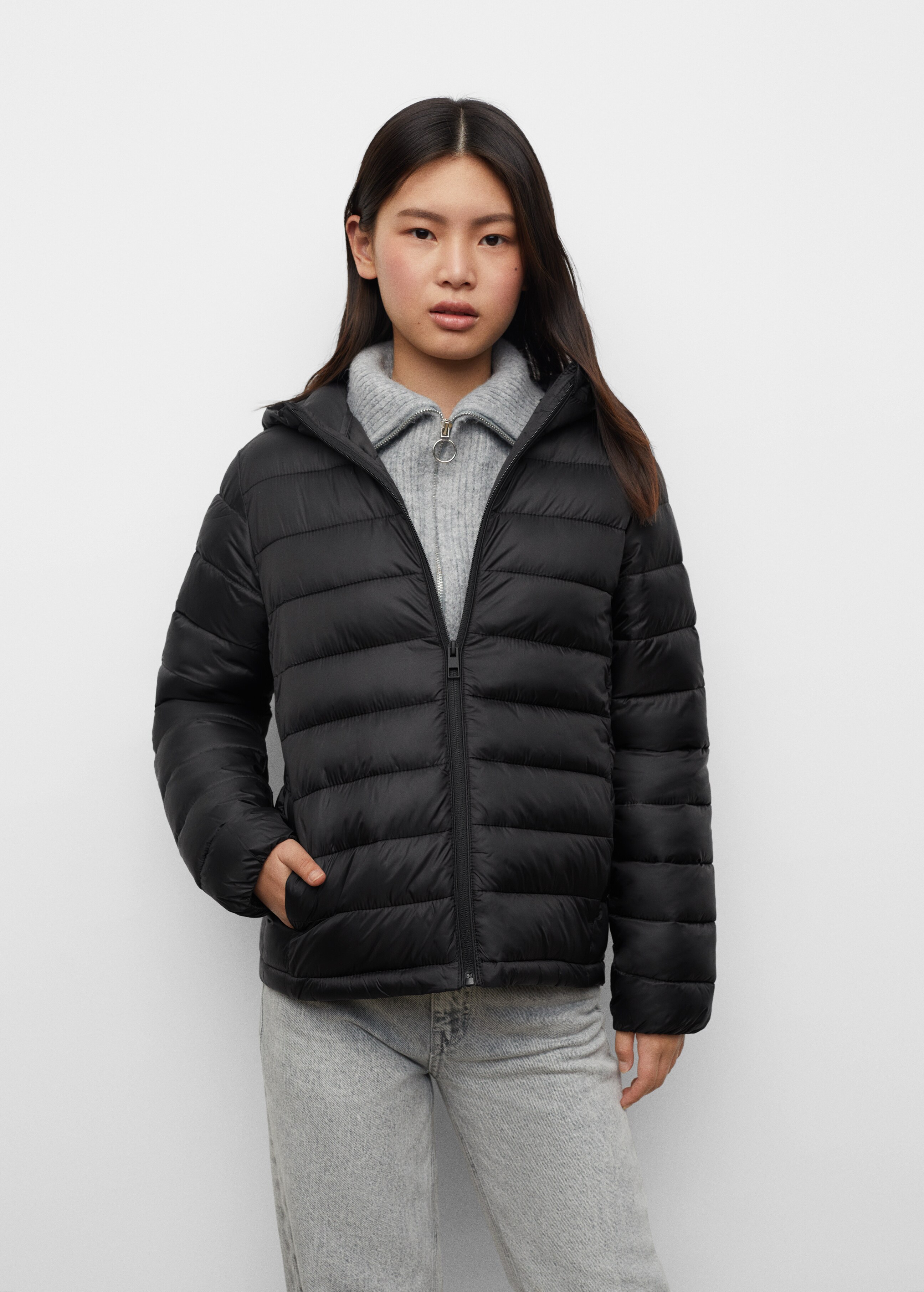 Hood quilted coat - Medium plane