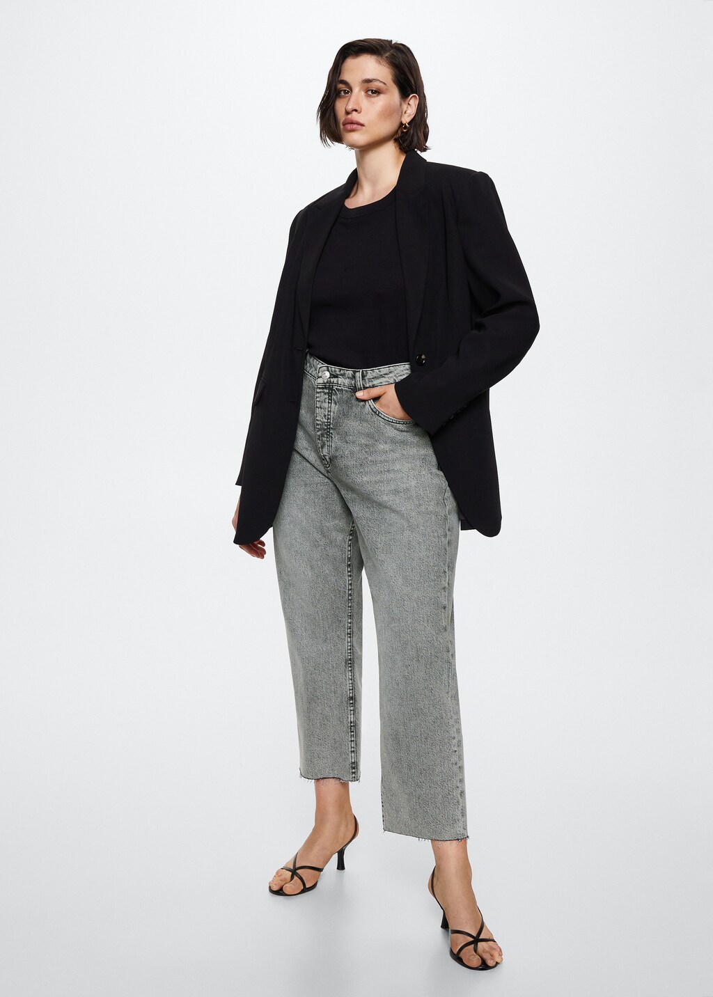 High-waist cropped straight jeans - Details of the article 3