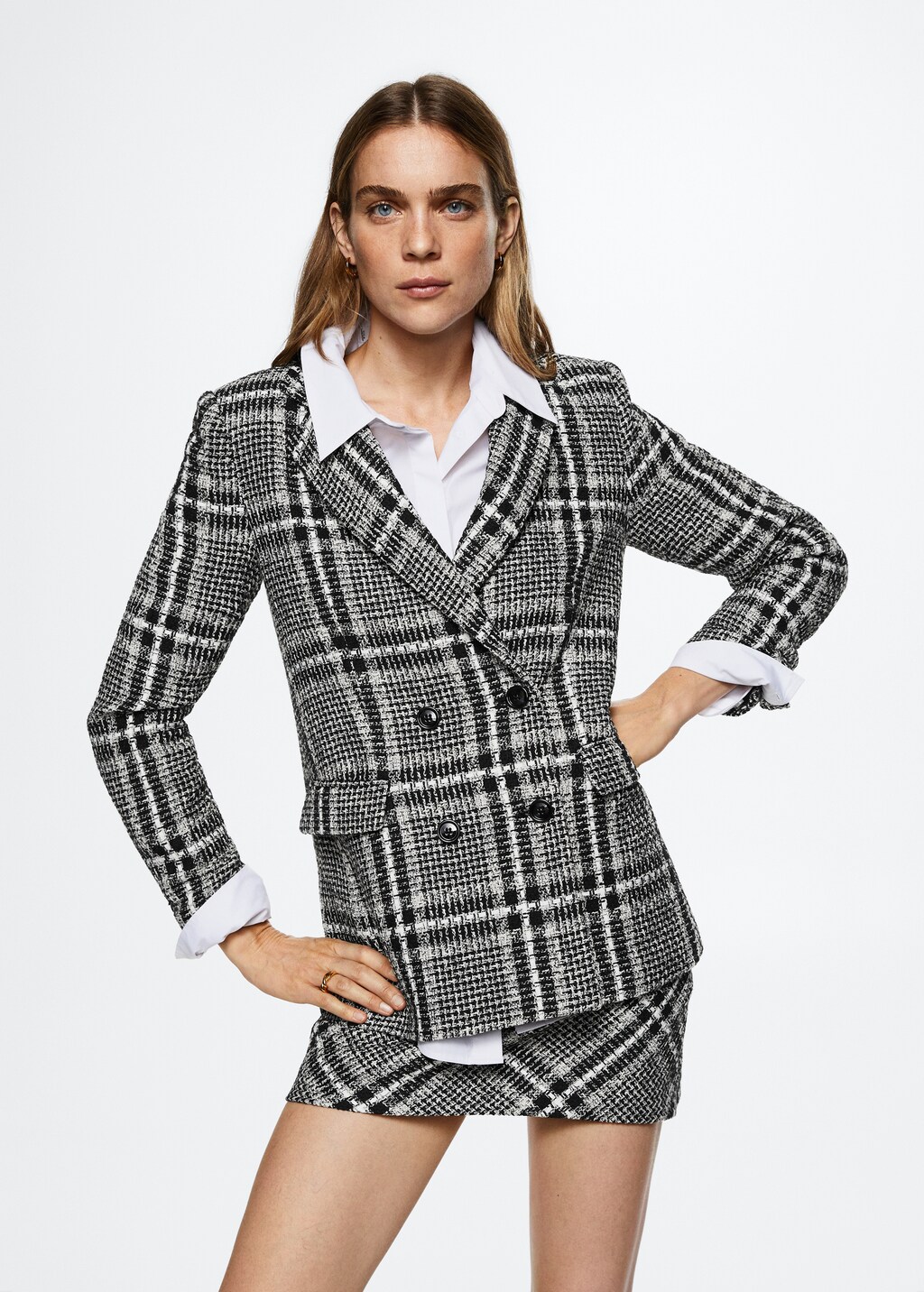 Tweed check blazer - Medium plane