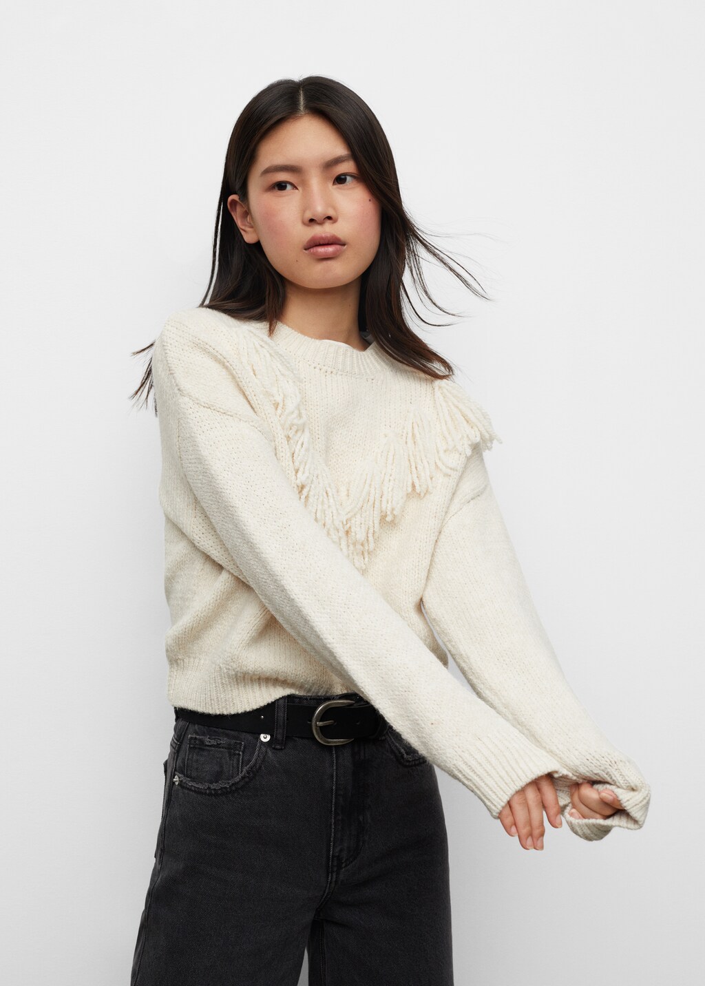 Fringes detailed sweater - Medium plane