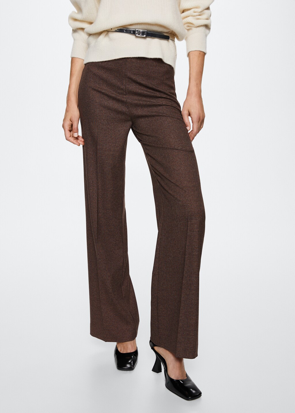 Houndstooth print straight trousers - Woman | MANGO OUTLET USA