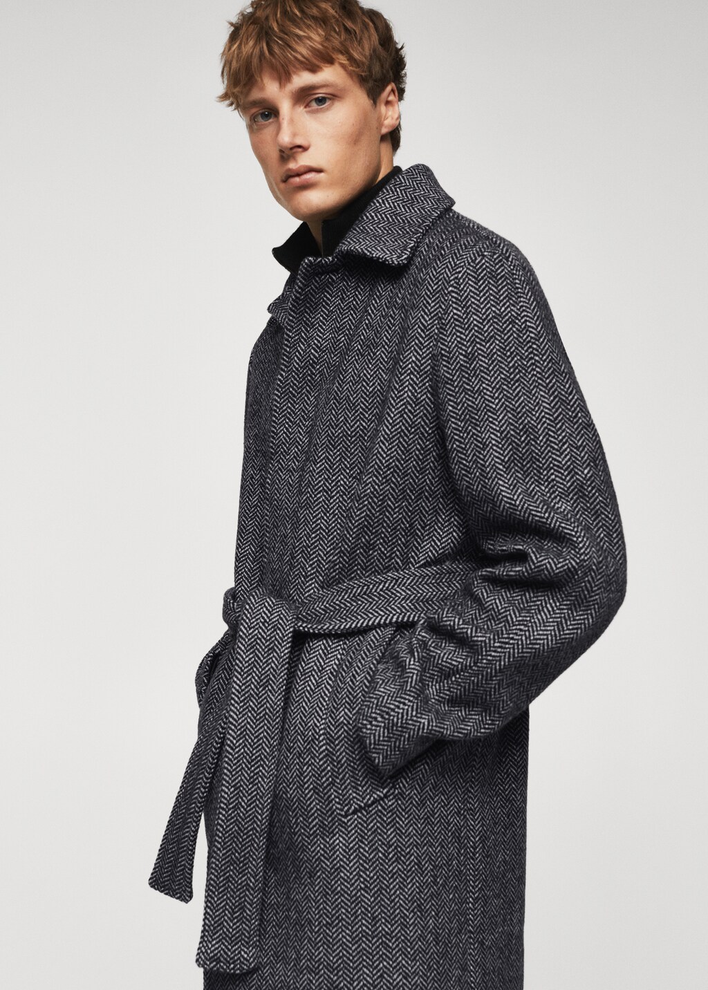 Herringbone pattern wool coat - Details of the article 4