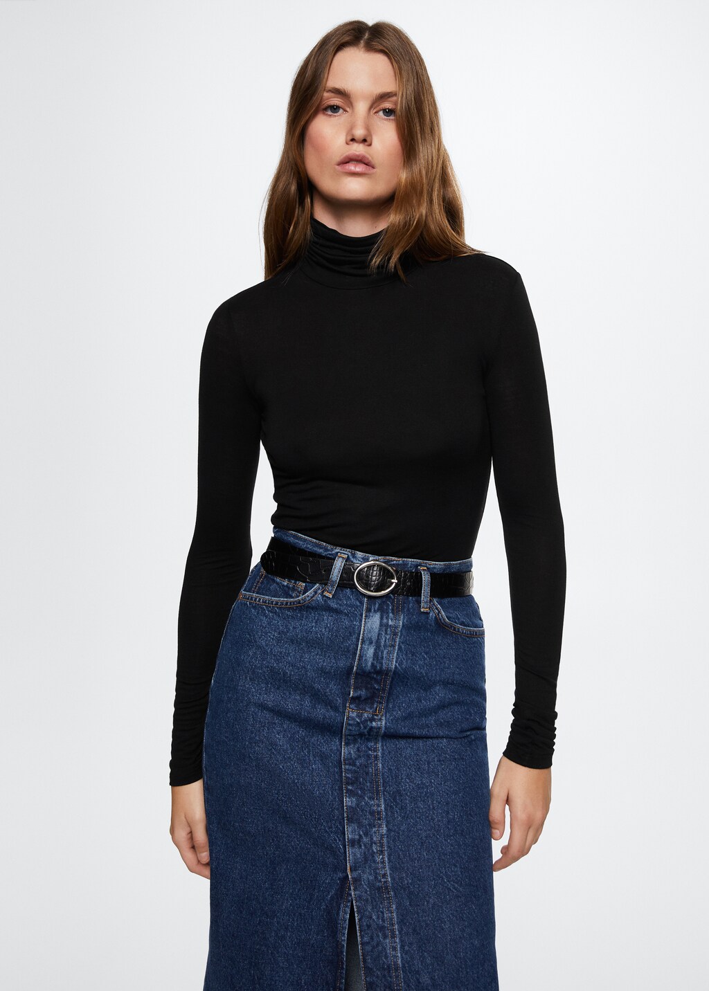 Draped turtleneck t-shirt - Medium plane