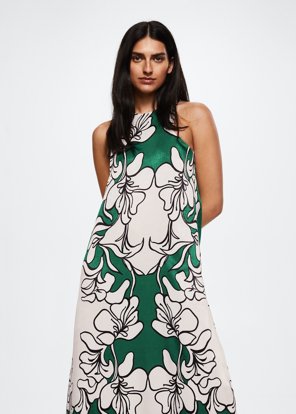 Satin floral dress - Woman | MANGO OUTLET USA