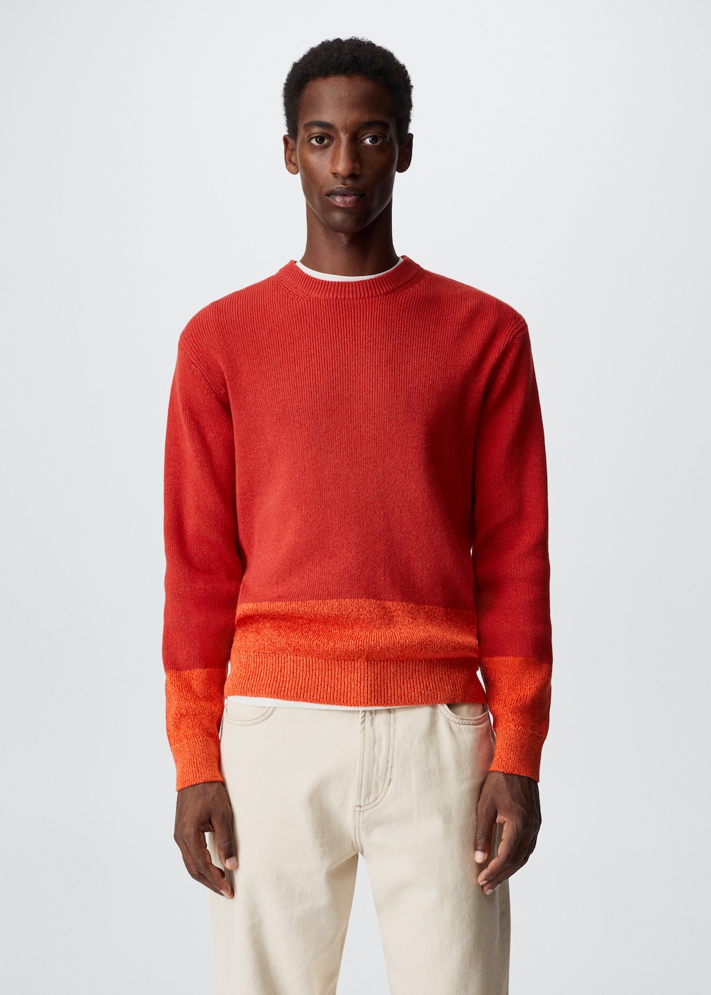 Colour block cotton sweater - Medium plane