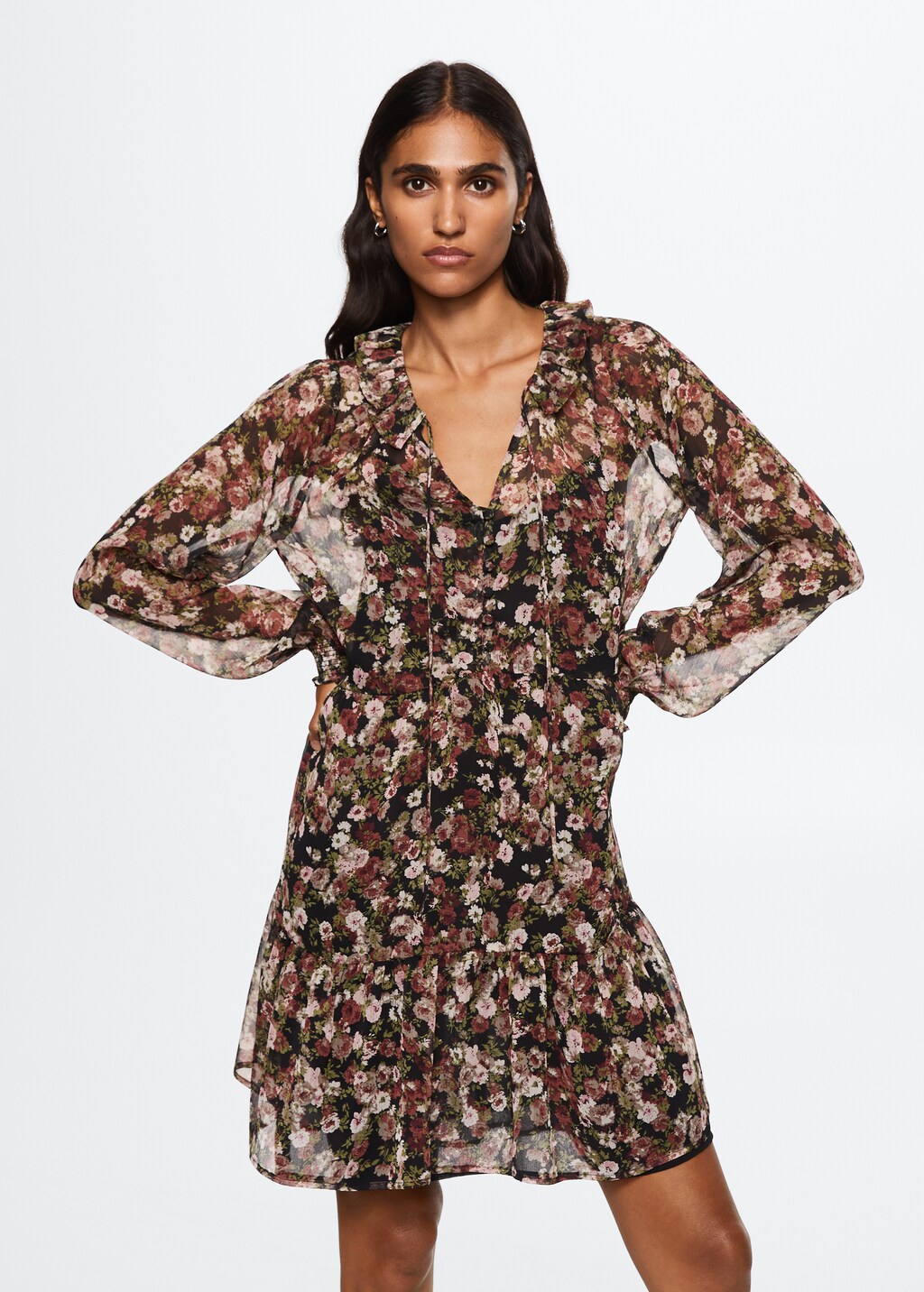 Floral chiffon dress Women MANGO OUTLET USA