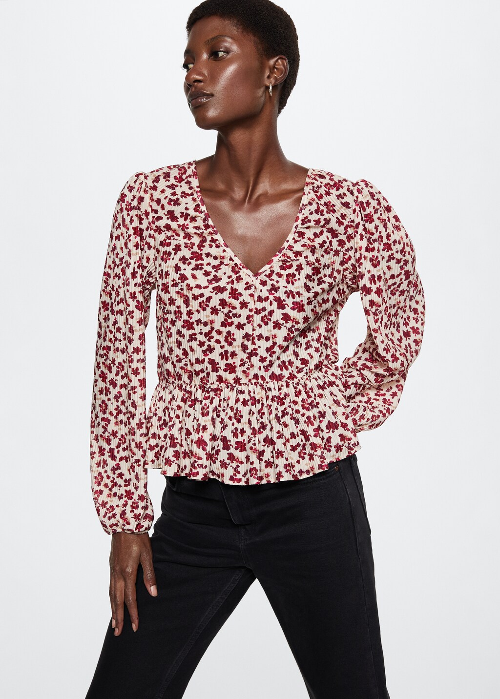 Printed pleated blouse - Medium plane