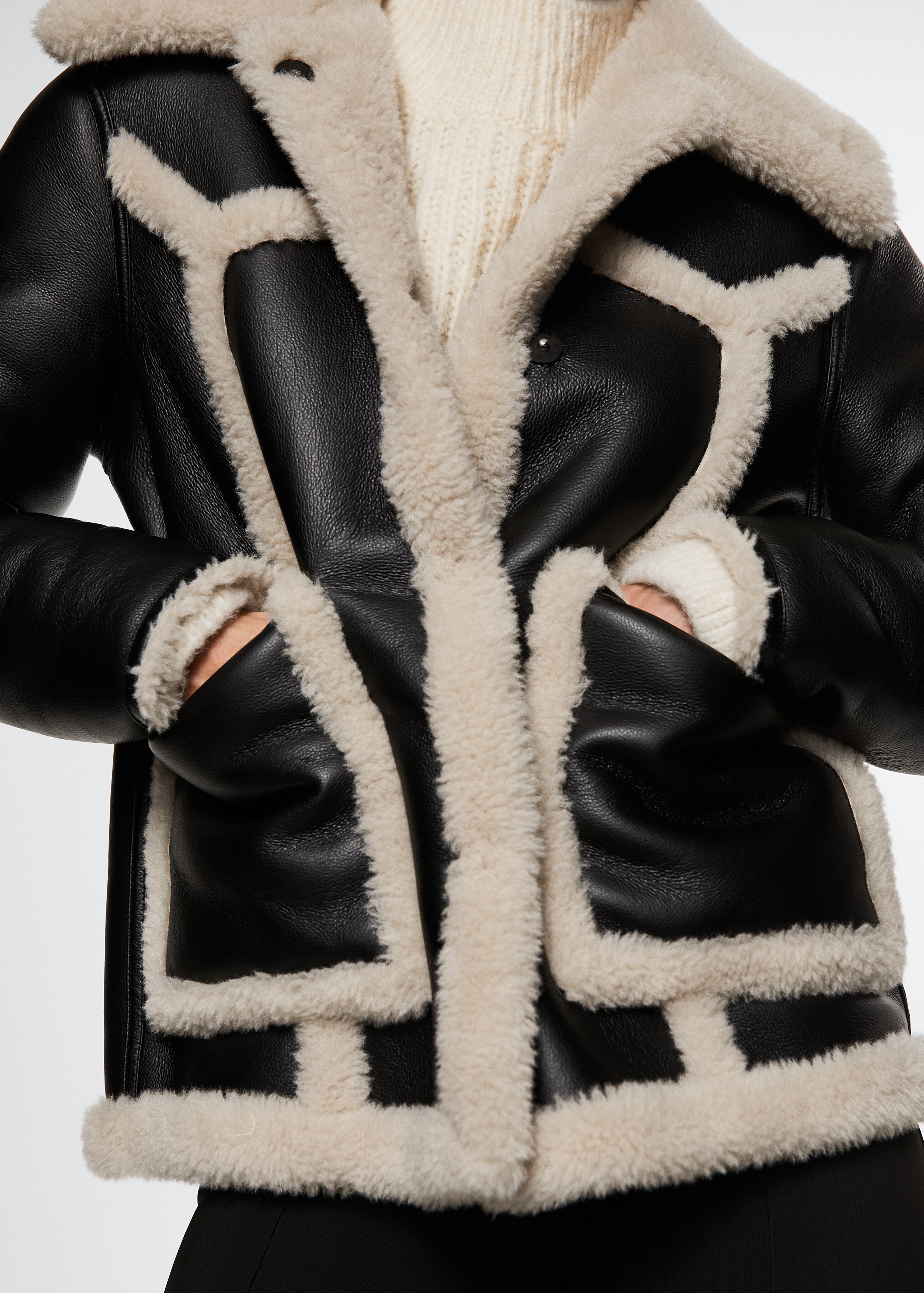 Shearling-lined fur-effect coat