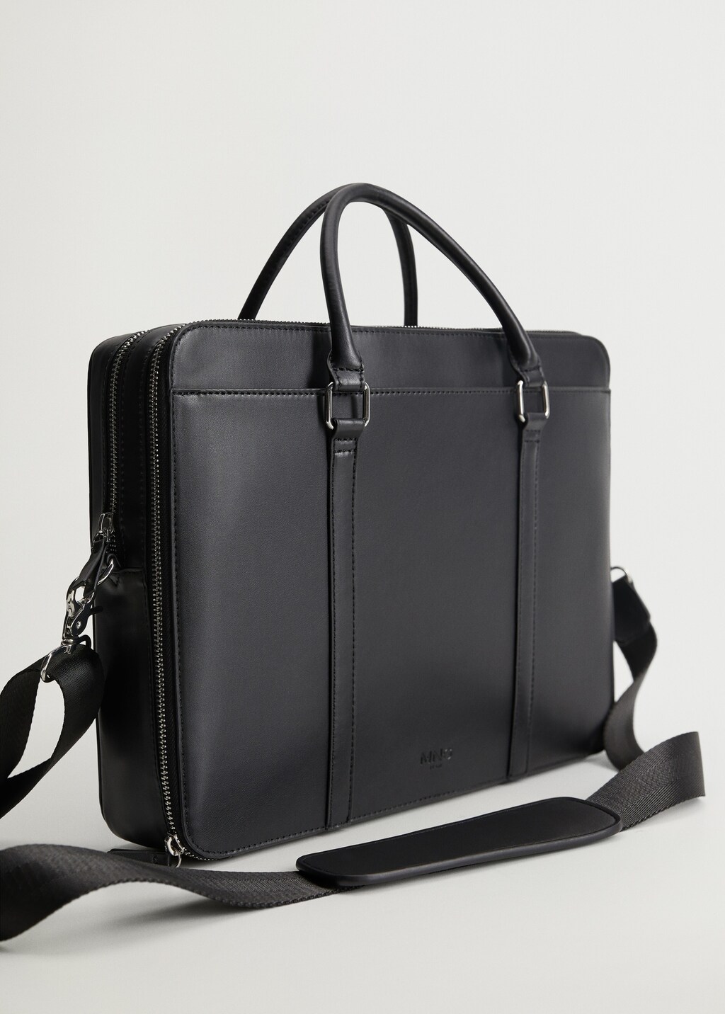 Zip-pockets pebbled tote briefcase - Medium plane