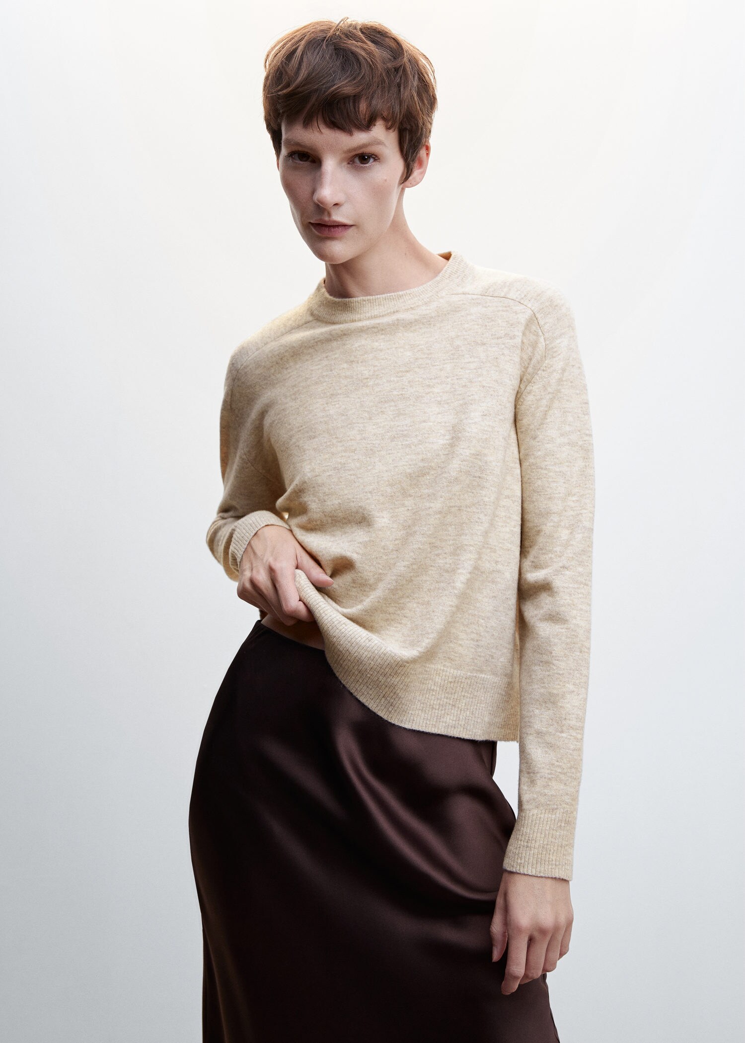 Round neck knit sweater - Women | MANGO OUTLET USA