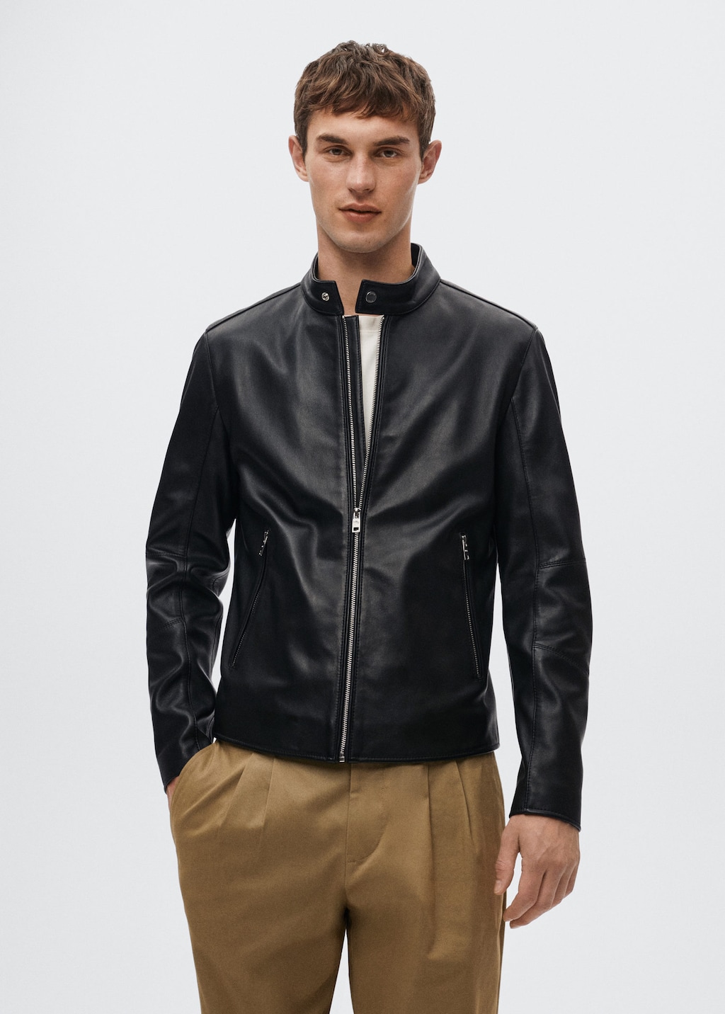 Blouson cuir mango online soldes