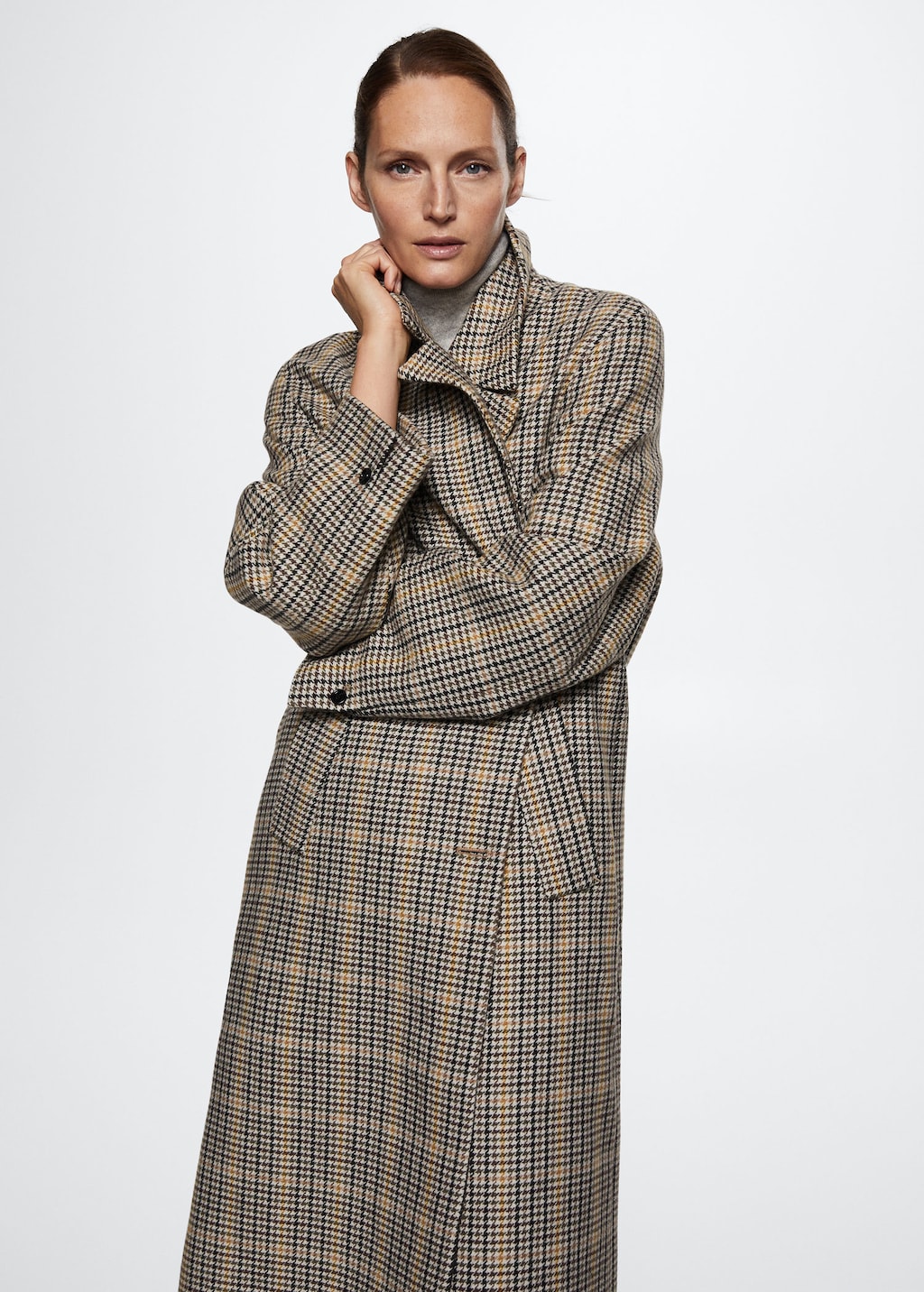 Mango checkered clearance coat