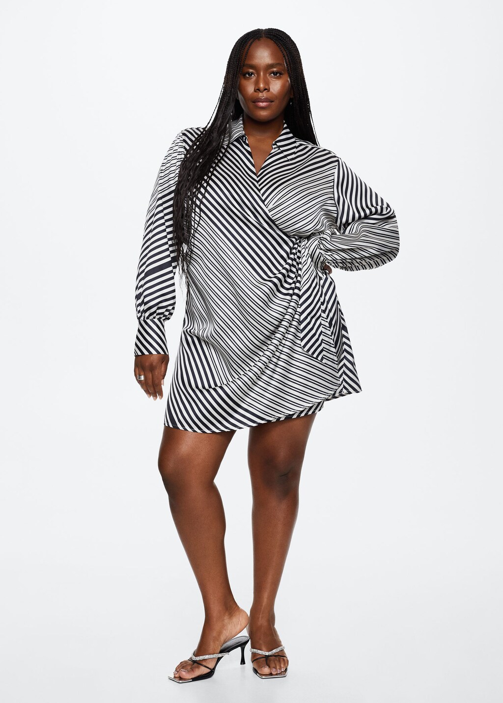 Plus size sales striped wrap dress