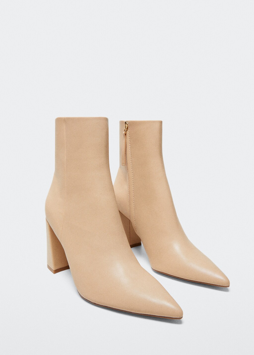 FABRIC ANKLE BOOT WITH GEOMETRIC HEEL - Beige